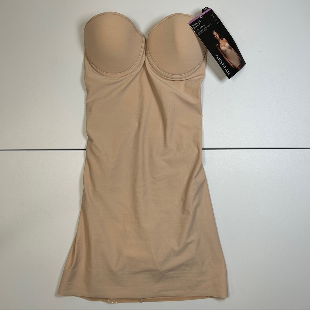 Ambrielle Strapless Bra Slip Firm Control Nude Size 34B NWT